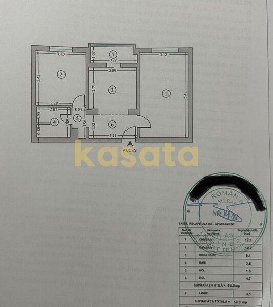 Crangasi 2 camere bloc reabilitat etaj intermediar renovat